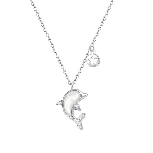 【白贝海豚】S999纯银微镶锆石项链【YXS-A2666】 商品图4