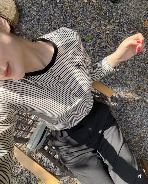 高品质款！ 凯x门金口条纹长袖T恤！ 商品图1