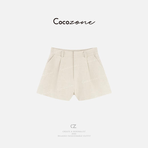 COCO ZONE 刘一一【棉麻混纺】纯色肌理感简约显瘦短裤CD1A1114 商品图1