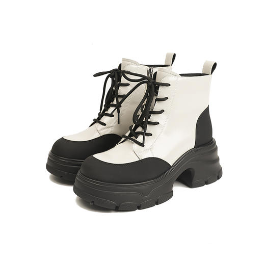 伊伴冬季牛绒百搭高跟马丁靴B25609702 商品图5