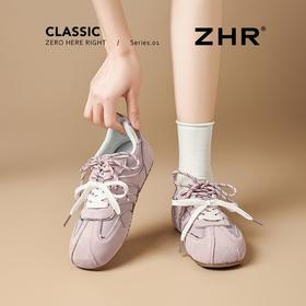 ZHR则则真皮多巴胺德训鞋女超软底春秋款平底鞋运动休闲鞋女平跟
