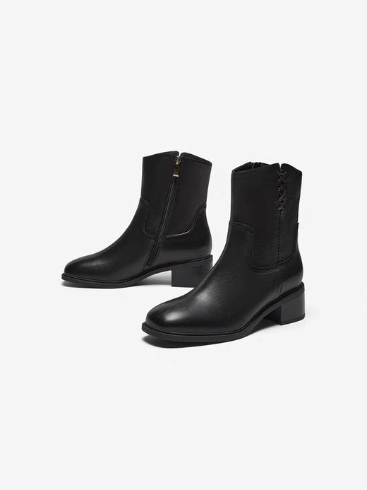 【云粉节】 【拔佳】BF楼Bata西部靴女2025冬款羊皮百搭复古粗跟时装牛仔靴ATO48DZ5     吊牌价1459 活动价999 商品图4