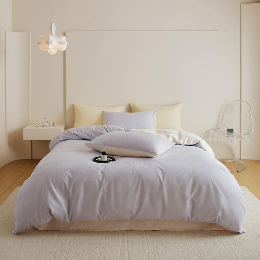 【热卖推荐】自然醒A类全棉贡缎磨毛双拼色四件套（赠礼盒包装）HS 商品图0