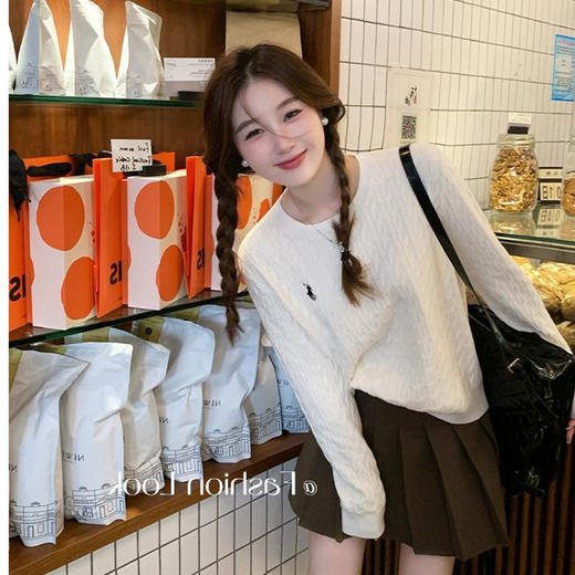 【软糯圆领套头毛衣】秋冬新款慵懒纯色麻花针织衫 内搭打底上衣  商品图1