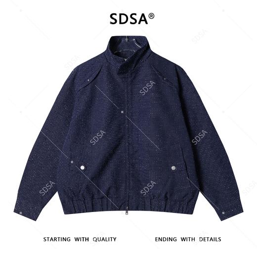 SDSA男士秋冬新款痞帅男装潮牌磨破拉链立领夹克复古百搭休闲外套 商品图0