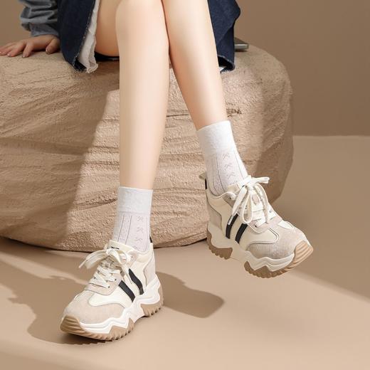 ZHR则则隐形内增高9cm小白鞋2025秋季新款头层猪皮百搭舒适德训鞋 商品图7