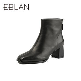 伊伴冬季简约线条感轮廓素面踝靴职场气质穿搭女靴B25551208