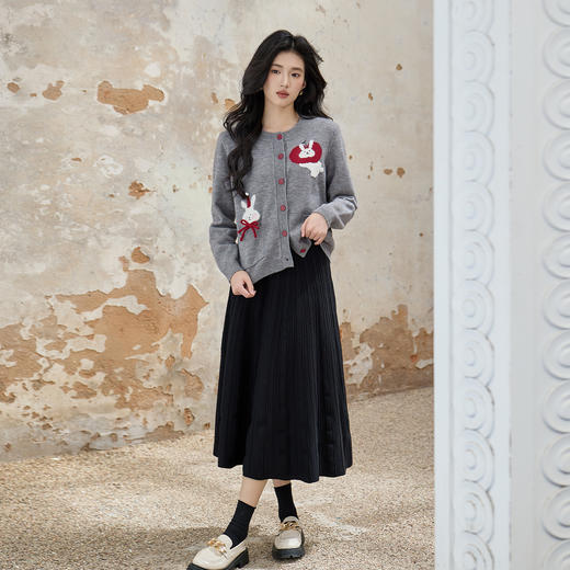 奢姿大码女装2025秋季可爱卡通图案针织衫胖妹妹甜美减龄长袖开衫9553394221 商品图4