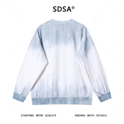 51650SDSA男士秋冬新款痞帅男装韩版渐变磨破圆领卫衣时尚休闲套头上衣 商品图5