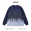 SDSA男士秋冬新款痞帅男装潮牌渐变刺绣图案圆领卫衣百搭复古上衣 商品缩略图1