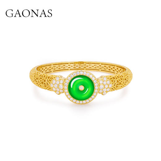 GAONAS  四方和美 中式金色平安手镯11576SGO 商品图0