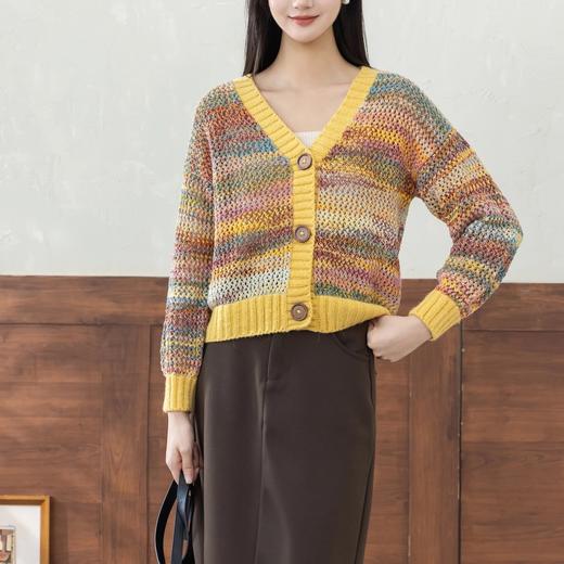 苏苏姐家炫彩镂空开衫手工DIY棒针衣服毛线团自制材料包 商品图1