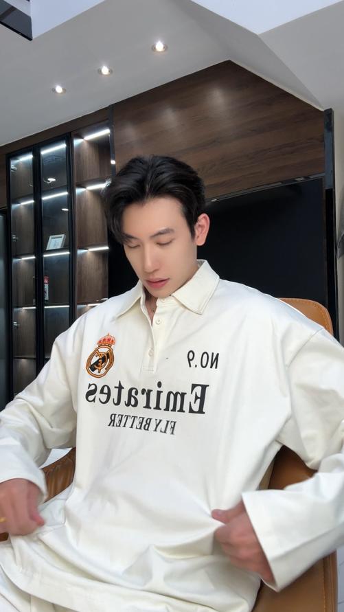 SDSA男士秋冬新款痞帅男装潮牌刺绣印花字母翻领长袖T恤百搭上衣 商品图0