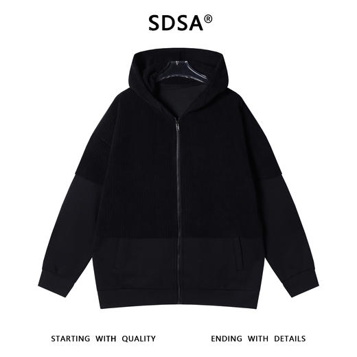 D1372SDSA男士秋冬新款痞帅男装高街拼接设计连帽卫衣休闲时尚宽松上衣 商品图1