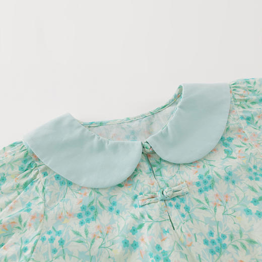 马克珍妮女童娃娃领盘扣纯棉碎花衬衫2025年秋冬新款551918 商品图3