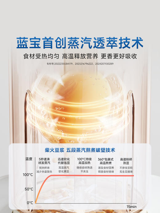 【德国蓝宝0涂层纯钛刀头破壁机】德国蓝宝蒸汽破壁机家用新款静低音无渣全自动豆浆料理 商品图3