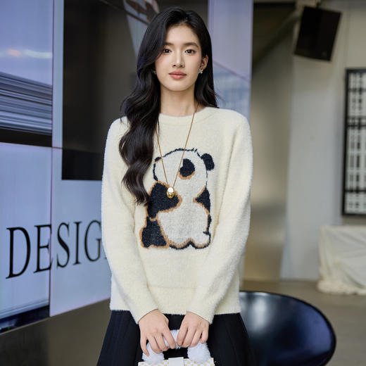 奢姿大码女装2025秋季减龄卡通图案圆领毛衣胖妹妹时尚针织上衣9553691006 商品图4