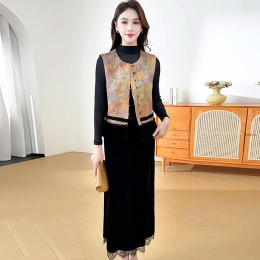 QYM LZ25B2513 -Y春秋小香风短款外套长袖连衣裙休闲套装气质 商品图1