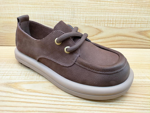 2024春季新款豪行真皮女鞋24112305时尚平底系带舒适休闲单鞋 商品图1