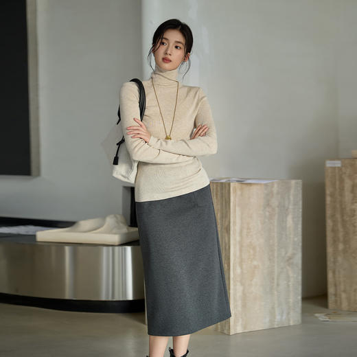 奢姿大码女装2025秋季气质高领设计针织衫胖妹妹简约时尚百搭上衣9053669929 商品图4