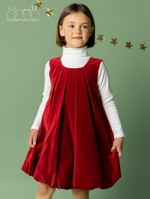 波尔多红丝绒花苞裙 商品图2