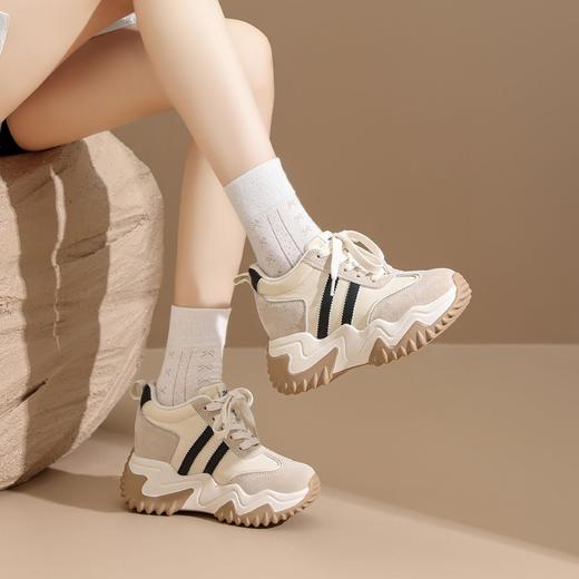 ZHR则则隐形内增高9cm小白鞋2025秋季新款头层猪皮百搭舒适德训鞋 商品图6