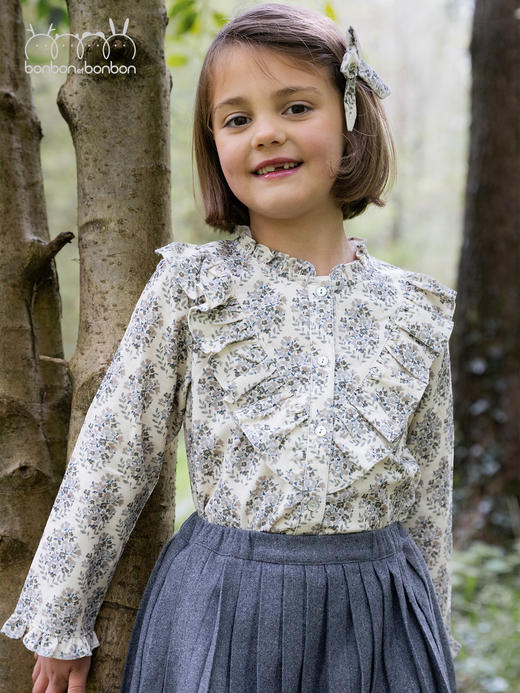 复古碎花花边上衣 商品图2