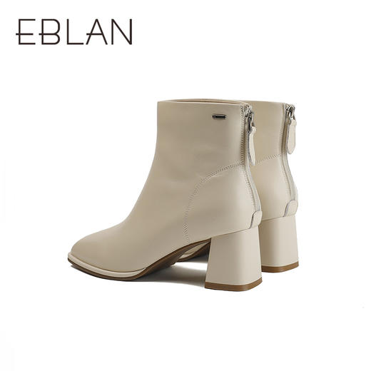 伊伴冬季简约线条感轮廓素面踝靴职场气质穿搭女靴B25551208 商品图3