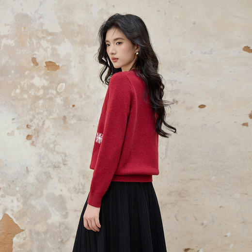 奢姿大码女装2025秋季时尚减龄圆领针织衫胖妹妹可爱卡通小熊毛衣9553694229 商品图3