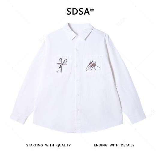 J9815SDSA男士秋冬新款痞帅男装潮牌剪刀印花衬衣衬衫简约宽松时尚衬衣 商品图1