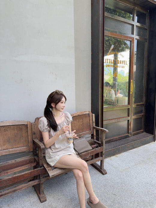 金蘑菇菇 Summer is summering恋恋夏日 泡泡来噜/ 短袖亚麻半裙 商品图5