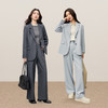 【内购】【懒人套装】平驳领垫肩下摆开叉垫肩西装外套&松紧双褶西装长裤-153ZE2168 商品缩略图2