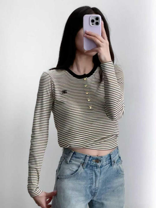 高品质款！ 凯x门金口条纹长袖T恤！ 商品图4