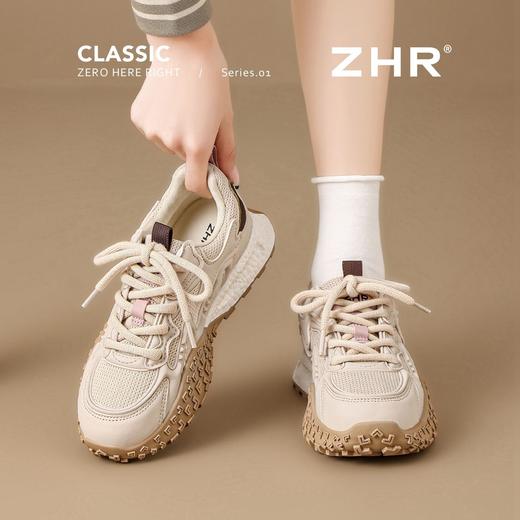 ZHR则则真皮拼接网面透气德训鞋2025秋季休闲增高3.5cm舒适运动鞋 商品图2