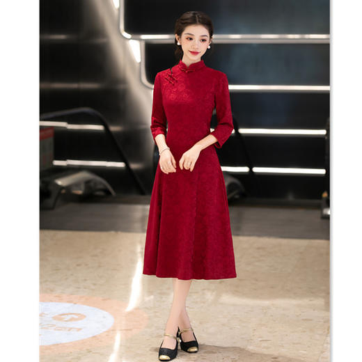 SKY 27686针织日常旗袍复古国风改良新中式旗袍 商品图1