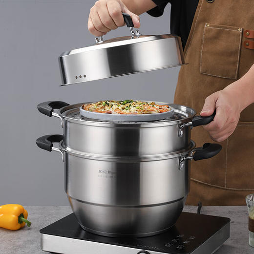 贝伦斯304不锈钢蒸锅蒸笼加厚复底通用 商品图7