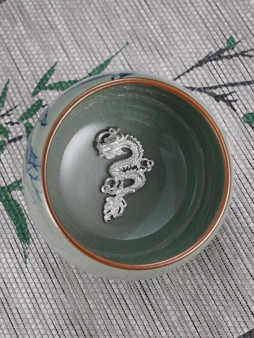 子佩集S990【修竹清风】摆件【SR003】纯银茶具冰裂纹梅兰竹菊茶杯-龙腾景德镇手绘2508 商品图2