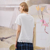 谜底简约T恤短袖2025年冬季新品纯棉亲肤下摆拼接蕾丝女254MT1723 商品缩略图2