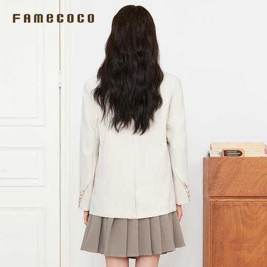 Famecoco西装外套拼接设计明线刺绣通勤风女装春秋款FAB6AW008 商品图4