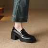 【预售5天】7CM真皮圆头厚底高跟深口单鞋女新款复古风百搭粗跟小皮鞋HCYYHD&5892 商品缩略图3