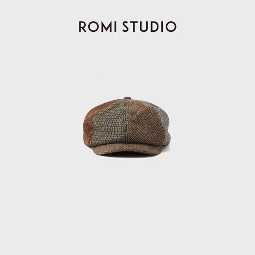 ROMI STUDIO“隐贵绅士”千鸟格纹羊毛花纱英伦贝雷帽RWCWP36509 商品图1