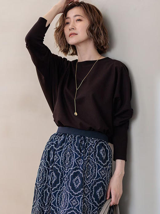 23区日系春季通勤宽松版混纺圆领套头针织衫内搭编织衫商场同款 商品图0