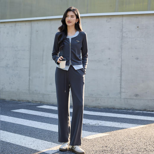 奢姿大码女装2025秋季时尚运动风撞色套装胖妹妹气质减龄两件套9953935178 商品图4