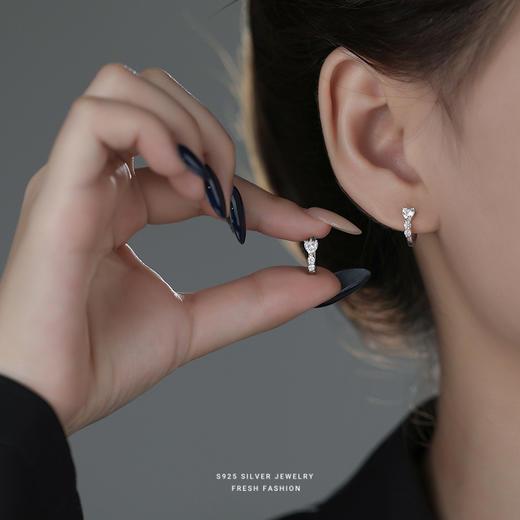 【爱意出动】S925纯银精致爱心镶锆石耳环【YXS-E5790】 商品图3