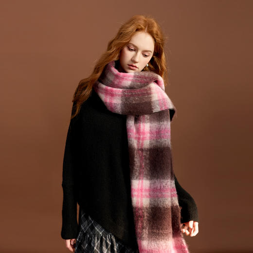 【臻暖围巾】三彩2025新款复古学院风格纹流苏毛绒保暖氛围感女 商品图2