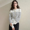 西遇韩系简约长袖条纹针织衫女秋季休闲通勤减龄短外套上衣V3051187 商品缩略图3