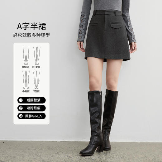 【内购】【基础半裙】都市休闲假唇袋装饰A字半裙-153QA3336 商品图1