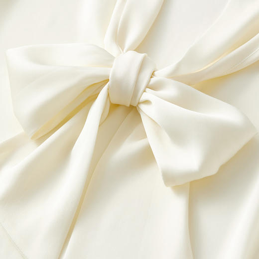 【内购】【桑蚕丝】优雅通勤气质飘带领轻盈微弹清爽长袖衬衫-Q51V80297 商品图4