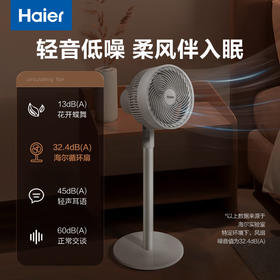 海尔家用牛角扇叶轻音台立两用节能摇头可拆洗空气循环扇