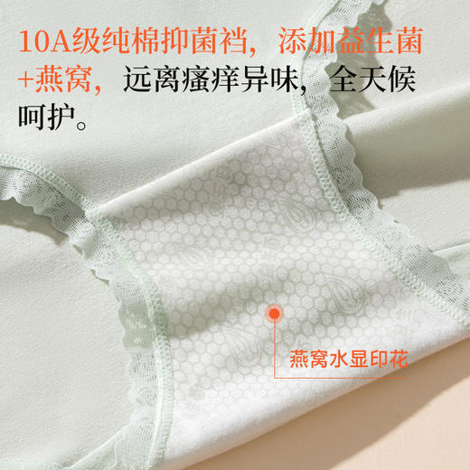女士长绒棉蕾丝中高腰车缝三角内裤2946 商品图2